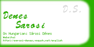 denes sarosi business card